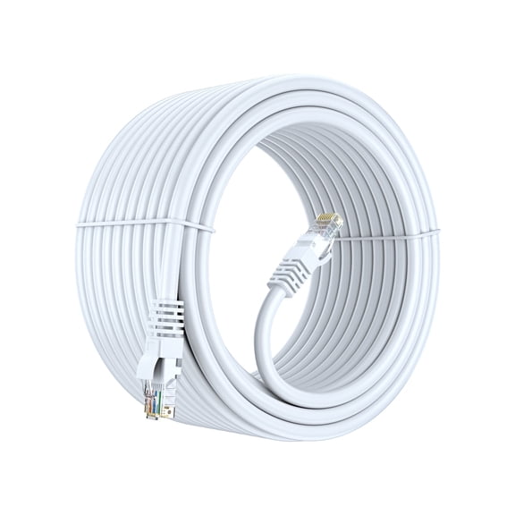 Cat 6 Ethernet Cable 75 Ft, 100% Pure Copper, Cat6 Cable LAN Cable, Internet Cable, Patch Cable and Network Cable - UTP (White) 75 Feet