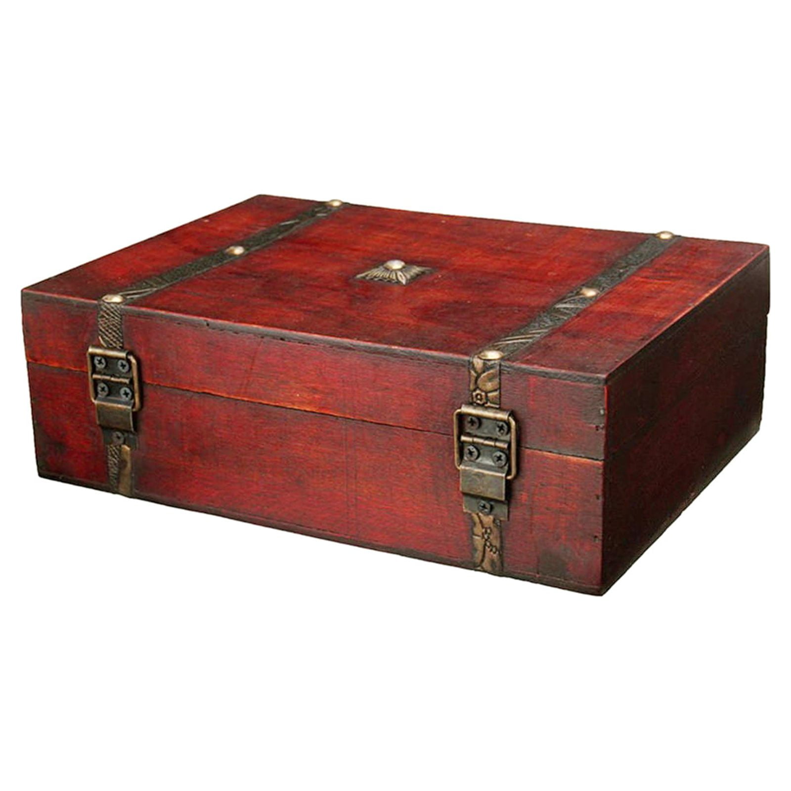 Hilitand Pirate Treasure Chest Vintage Handmade Decorative Wooden Box Trinket Jewelry Storage Case Home Decoration(Map)
