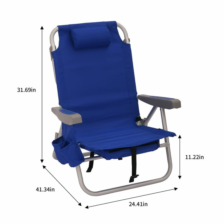 2 Pack Mainstays Reclining Lay Flat Backpack Beach Chair Blue