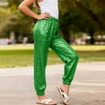 thumbnail image 5 of Splozh Girls School Pants Fashion Girls Pants Sparkly Trousers Shiny Jogger Pants Street Dancewear Long Pants Trendy Kids Pants Girls,Green,11-12 Years, 5 of 5