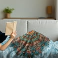 thumbnail image 3 of Mandala Soft Flannel Fleece Throw Blanket, Eastern Floral Round Ornament Influences on Marine Colored Backdrop, Cozy Plush for Indoor and Outdoor Use, 50" x 60", Multicolor, by Ambesonne, 3 of 5