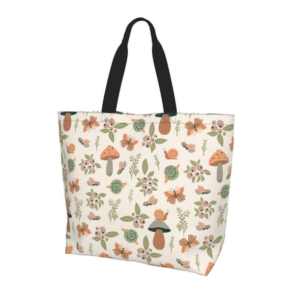 Yiaed Forest Mushrooms Insects Print Handbag for Women Tote Purse Shoulder Bag Large Fashion Hobo Purse Handbag Shopping Tote