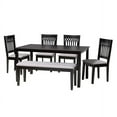 thumbnail image 2 of Baxton Studio Genesis Gray Fabric and Dark Brown Wood 6-Piece Dining Set, 2 of 7