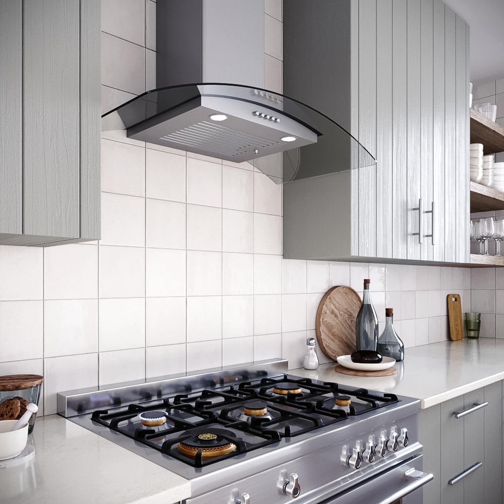 Streamline 36 in. Largo Ductless Wall Mount Range Hood in Brushed Stainless Steel with Baffle Filters, Push Button Control, LED Lights