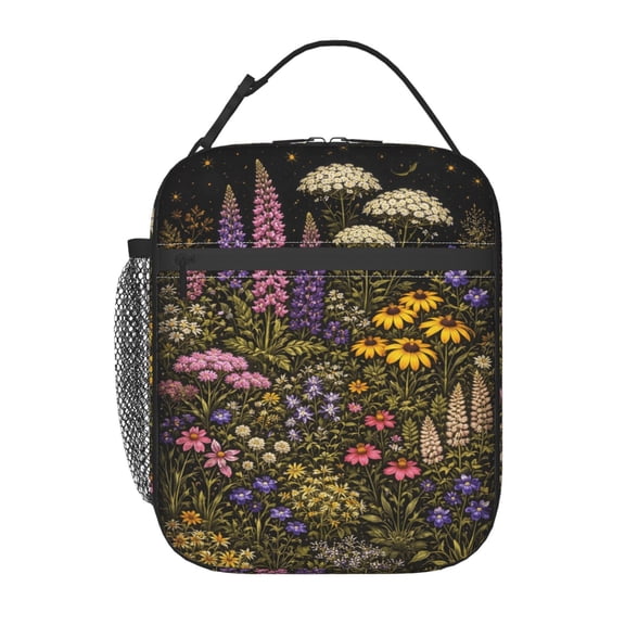 Wildflower Garden Floral Lunch Bag Portable Thermal Lunch Box for Men and Women
