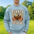 thumbnail image 2 of Mens Sweatshirts Solid Color Crew Neckleter Turkey Pattern Printed Sweaters For Men,Light Blue,2XL, 2 of 4