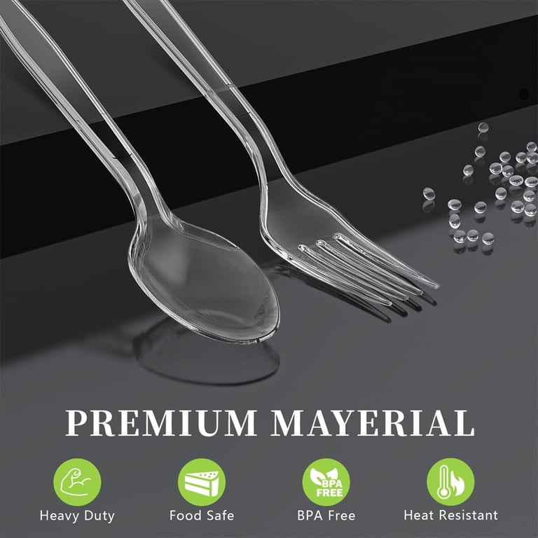 GPED Clear Plastic Forks and Spoons Set, 360-Piece photo 3