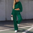 thumbnail image 6 of Two Piece Sets for Women Crew Neck Long Sleeve Cropped Top Wide Leg Pants Lounge Set Cozy Sweatsuits Fashion 2026, 6 of 7