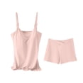 thumbnail image 4 of Purcolt Women's Maternity 2 Piece Outfit Comfort Breathable Crewneck Spaghetti Straps Tank Tops and Shorts Pregnancy Sets Lightweight Stretch Loungewear, 4 of 8
