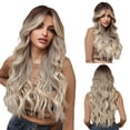 thumbnail image 6 of European and American Export Hot Selling Wig, Bangs, Big Waves, Long Curly Hair, Ombre Brown High Temperature Fiber Synthetic Wig Cap, 6 of 10