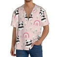 thumbnail image 3 of Vsdgher Cute Cartoon Panda Print Men's Wrinkle Free Untucked Cuban Shirt Business Casual Button Down Shirts Short Sleeve Shirt, 3 of 7