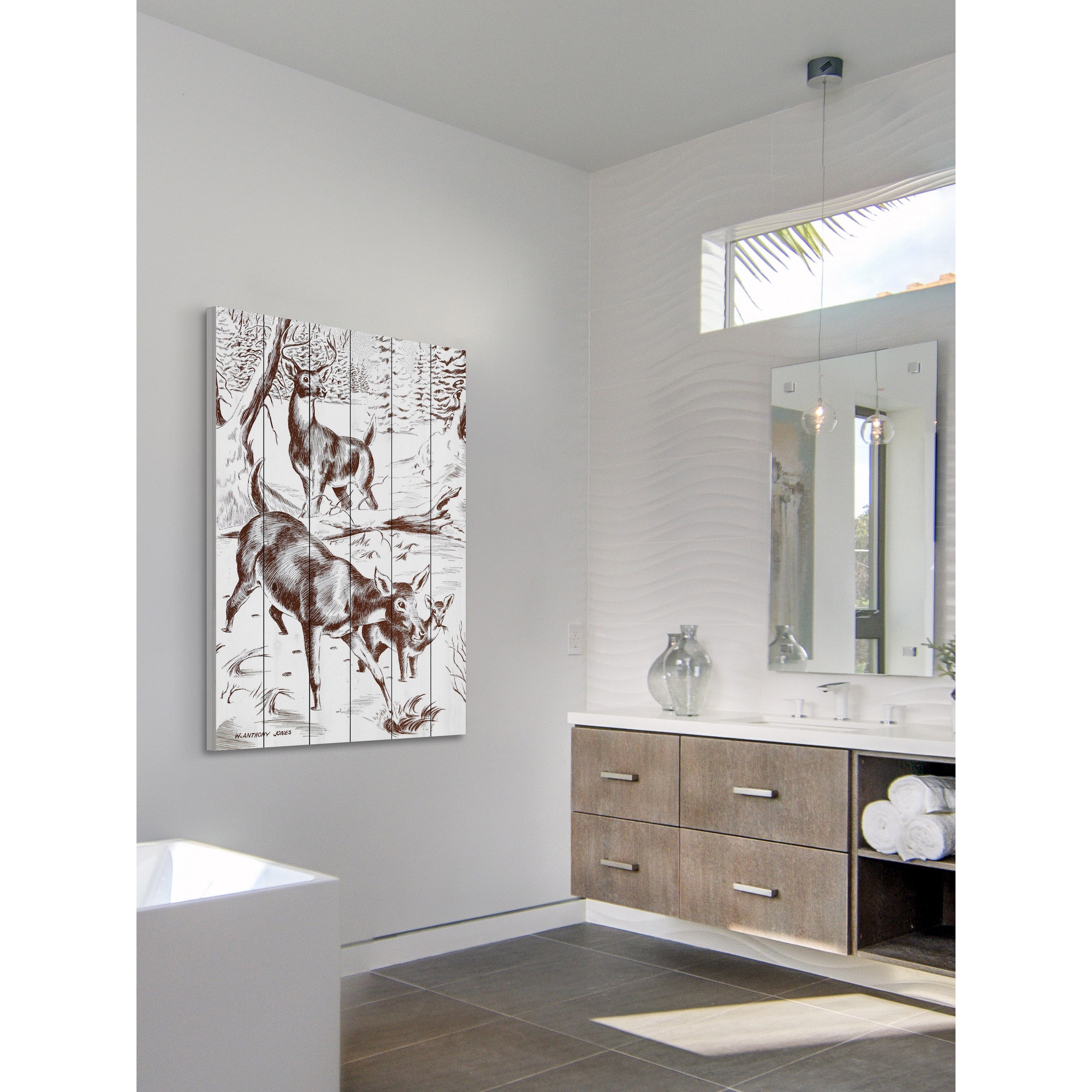 Marmont Hill "Deer" Painting Print on White Wood