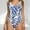 002Blue, variant on Womens One Piece Bathing Suit Summer Floral Print Tummy Control Swimsuits Square Neck Ruched Modest Swimwear