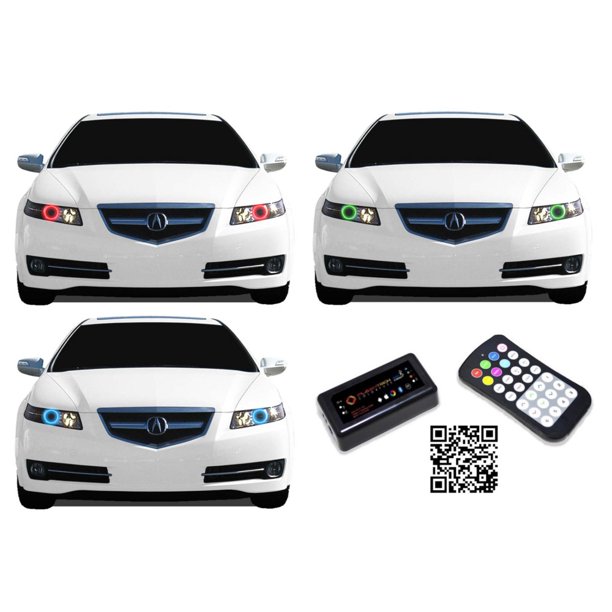 Flashtech Led Rgb Multi Color Halo Ring Headlight Kit For Acura Tl 05 07 With Colorfuse Bluetooth Rf Remote App Walmart Com Walmart Com