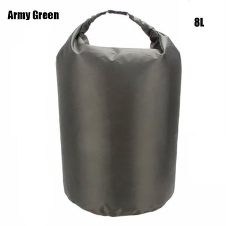 Portable Camping Hiking Swimming Trekking Boating Use Waterproof Dry Bag Storage Sack Storage Pouch Swimming Diving Bags ARMY GREEN 8L