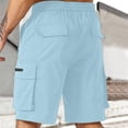 thumbnail image 5 of Domuza Mens Cargo Shorts Drawsting Stretch Waisted Hiking Shorts Casual Quick Dry Workout Pants with Multi-Pockets Sky Blue S, 5 of 5