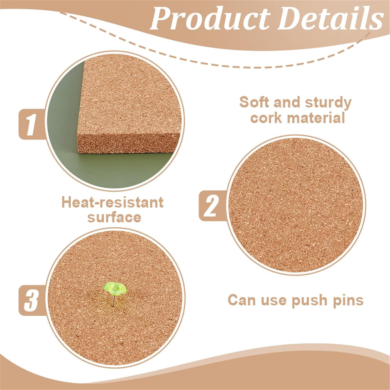 2Pcs Glass Work Surface 12x12x0.5 Inch Square Wood Cork Board Cork Cup Mats Heat Resistant Glass Work Surfaces for DIY Crafts Table Countertop Protection