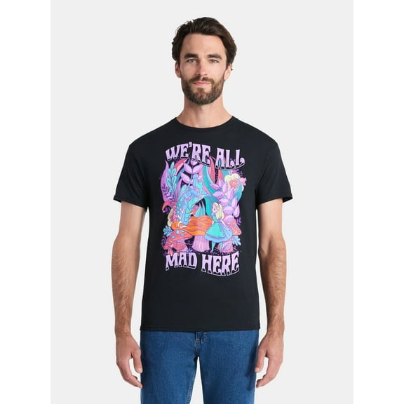 Alice in Wonderland, Men's & Big Men's Graphic Tee, All Mad Here, Sizes S-3XL