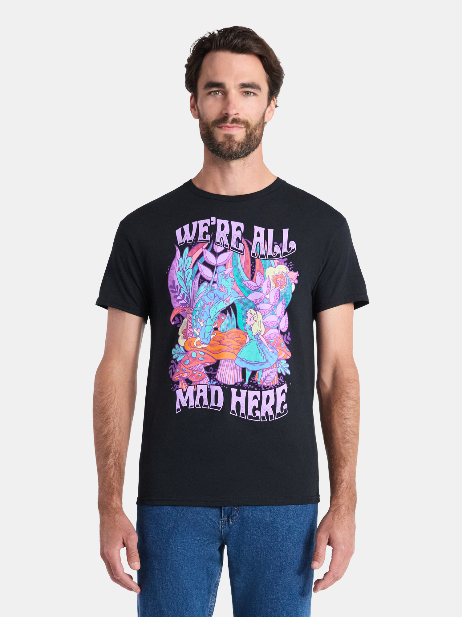 Alice in Wonderland, Men's & Big Men's Graphic Tee, All Mad Here, Sizes S-3XL