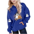 thumbnail image 2 of Gamivast Halloween Ghost Graphic Hoodies for Girls Long Sleeve Pullover Sweatshirts Spooky Skateboard Pumpkin Print Fall Winter Casual Hooded Tops with Pocket Blue 14 Years, 2 of 4