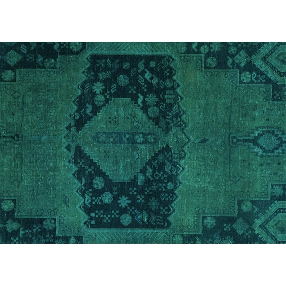 Ahgly Company Machine Washable Indoor Rectangle Abstract Turquoise Blue Modern Area Rugs, 3' x 5'
