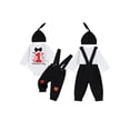 thumbnail image 2 of BemeyourBBs Newborn Baby Boy My First Valentines Day Outfit Romper Heart Suspender Pants and Cap 3 Pcs Set Cute Infant Spring Clothes, 2 of 9