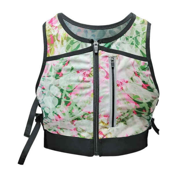Chaleco reflectante para correr, de 20 a 35 L, cómodo y transpirable, para hombre y mujer. Rosa Blanco