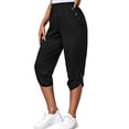 thumbnail image 3 of Cilcicy Jersey Calf-Length Eyelet Button Women Cropped Pants, 3 of 4