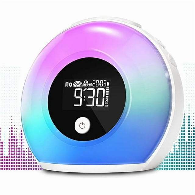 wonima44 Light Kids Alarm Clock, Bluetooth Speaker Table Lamp Wake Up Alarm Clock for Girl, Tap to Change Color Lights, Night Light Music Player for Party, Camping, Birthday Gift