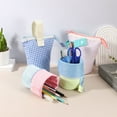thumbnail image 5 of Uxcell Stand Pencil Pouch, Telescopic Standing Pen Pouch with Handle Stand Colored Pen Holder Foldable Makeup Cosmetic Bag Art Supplies for Marker Brush Home Office, Yellow, 5 of 6