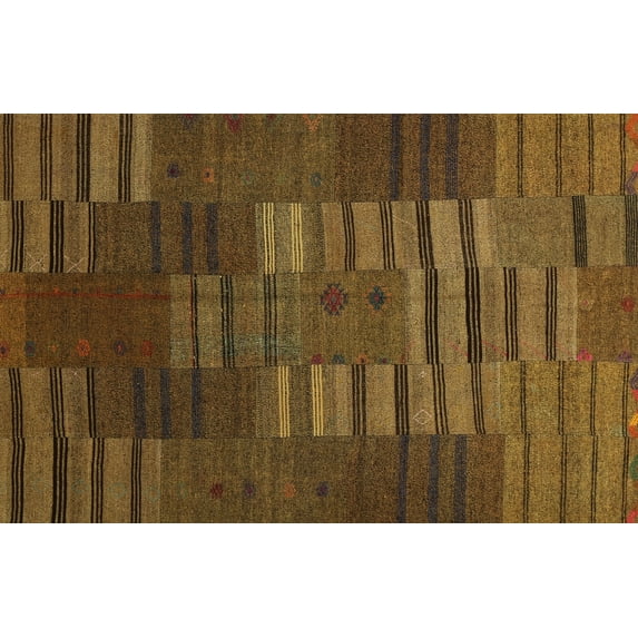 Ahgly Company Indoor Rectangle Contemporary Bakers Brown Abstract Area Rugs, 8' x 12'