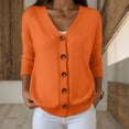 thumbnail image 2 of vigerkar Womens Cardigans Lightweight Long Sleeve Button up Cardigan Sweaters Dressy Casual V Neck Knit Sweater Tops (Orange, L), 2 of 5