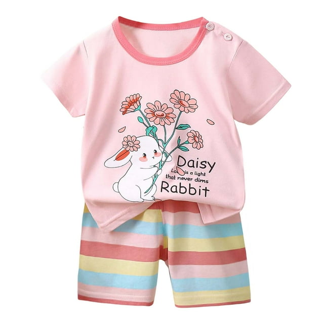 MIASHUI Boys Outfits Summer Cartoon Printed Short Sleeve Tops and Shorts Set for Toddler Children Stylish 2PC Suit for Active