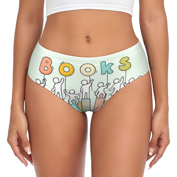 Fotbe Books Calzones Estampados para Mujer – Ropa Interior de Algodón, Cómoda, Suave y Elástica-Medium