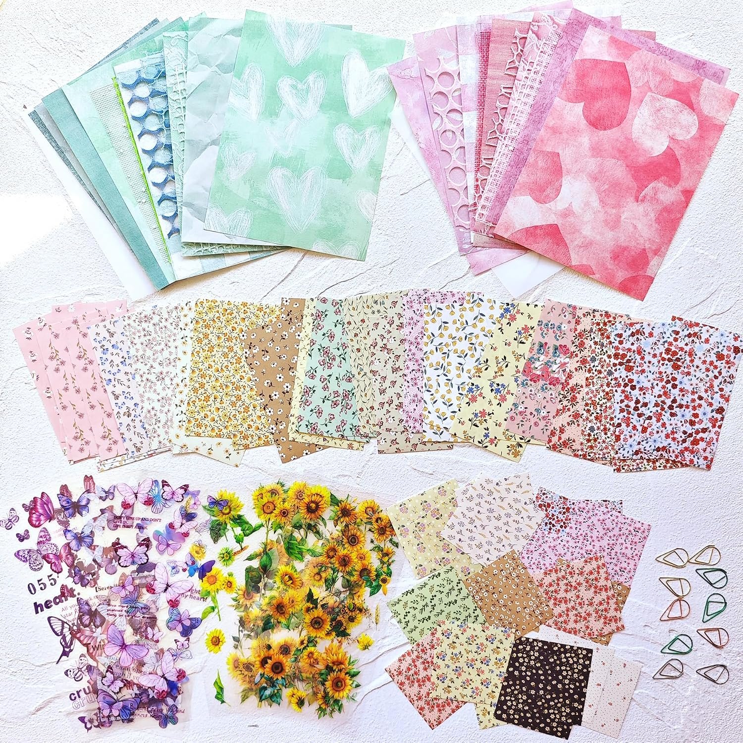 Scrapbook Paper 317 count Scrapbook Supplies Kit Texture Aesthetic Decorative Craft Paper Include Stickers for Planner Journaling Junk Journal Craft Gifts for Women Girls