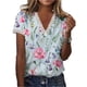 thumbnail image 1 of Camiseta con estampado de encaje y costuras con cuello en V, manga corta, Tops elegantes de moda para el verano, 1 of 4