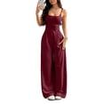 thumbnail image 2 of Women's Wide Leg Jumpsuit Sleeveless Square Neck Strappy Open Back Casual Loose Fit, 2 of 5