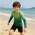 thumbnail image 2 of Bigetiay Boys Long Sleeve Rash Guard Swimwear UPF 50+ Gradient Sun Shirt Kids Toddler, Size 9-10 Years, 2 of 5