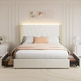 thumbnail image 1 of Bingirl Full Upholstered LED Bed Frame with 4 Storage Drawers, Full Size Bed Frame with RGB LED Lights, Velvet Platform Bed Frame, 1 of 7