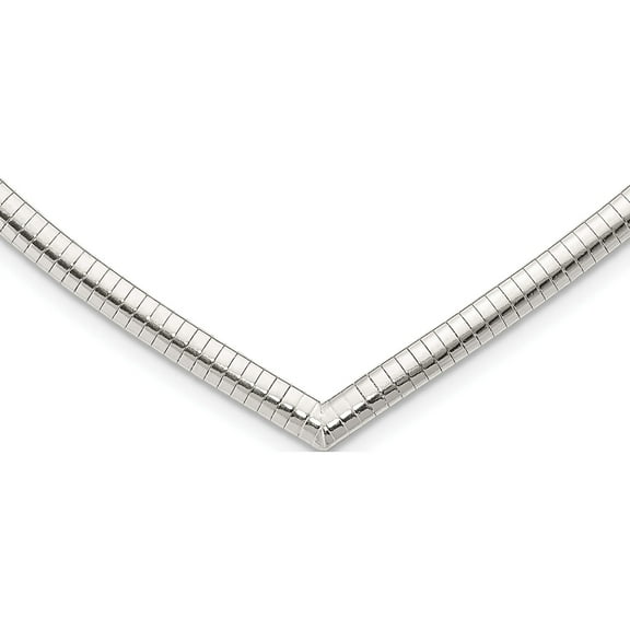 Sterling Silver 4mm Cubetto V-Shaped Necklace (17 X 4) Made In Italy quf41-17