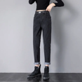 thumbnail image 4 of Pantalones vaqueros holgados para mujer, de corte ajustado, elásticos, estilo estudiante, versátiles, estilo urbano, para hombre mayor Harley, 4 of 4