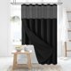 thumbnail image 1 of Dynamene Cortina De Ducha De Tela Con Forro A Presión Cortinas De Ducha De Hotel De Gofre Negro Para Baño Juego De Forro De Cortina De Ducha De Tela Impermeable Lavable Con Ganchos De Plástico Ventana, 1 of 5