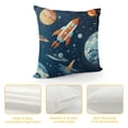 thumbnail image 4 of Orinice Space Rocket Pillow Covers Outer Space Pillow Covers for Boys Girls Kids Space Rocket Print Throw Pillow Covers Universe Planets Cushion Covers for Couch Sofa  18x18in, 4 of 5