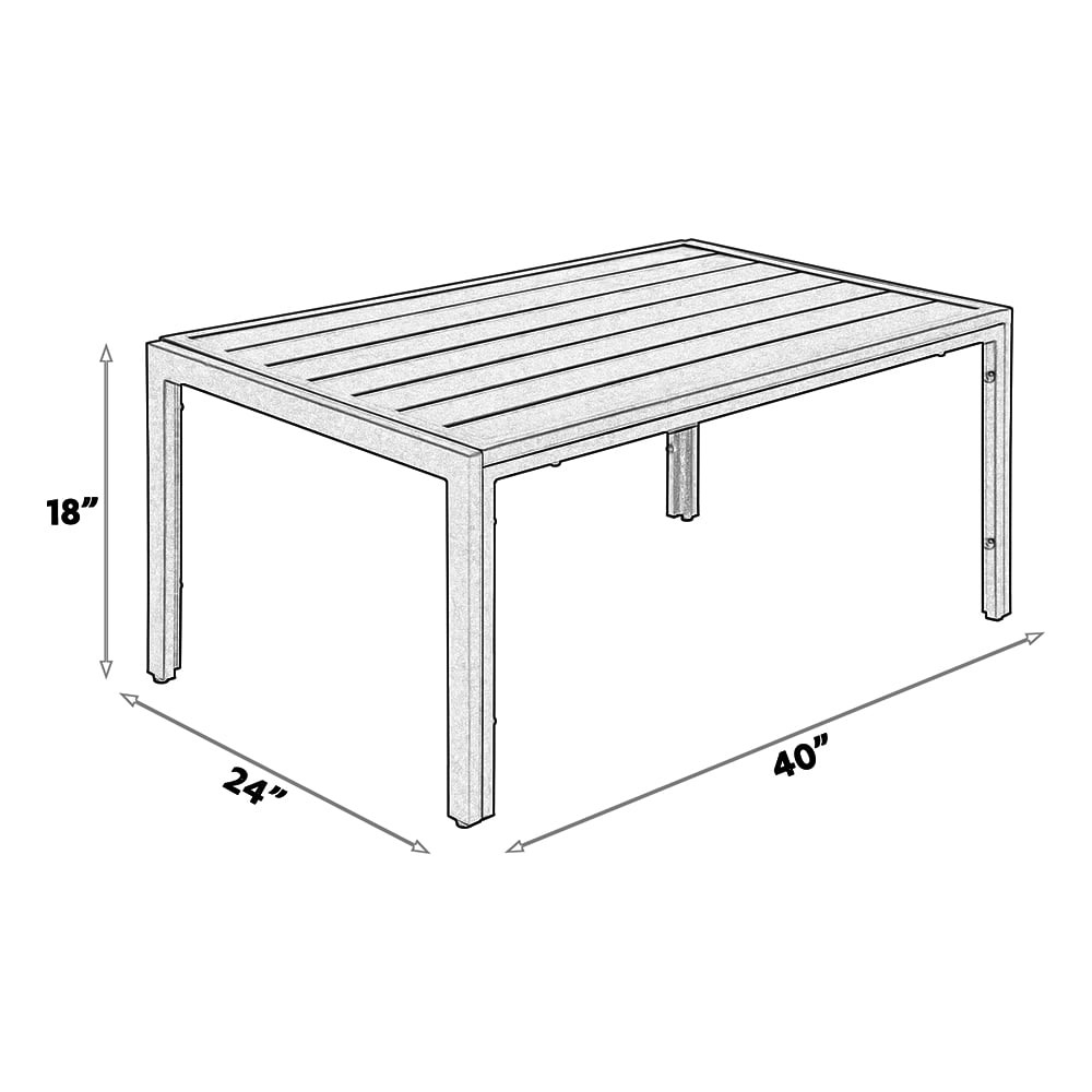 Abble Black Rectangular Steel Slat Coffee Table