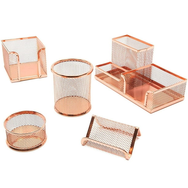 gold mesh desk organizer