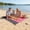 Hot Pink, variant on Outdoor Camping Picnic Mat Waterproof Foldable Beach Mat for Travel Hiking Backyard Polyester Checkered Design with Pockets Portable with Storage Bag