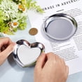 thumbnail image 3 of 2Pcs 2 Styles 430 Stainless Steel Jewelry Plates Heart & Flat Round Stainless Steel Color 85~100.5x92~100.5x8~9mm 1pc/style, 3 of 6