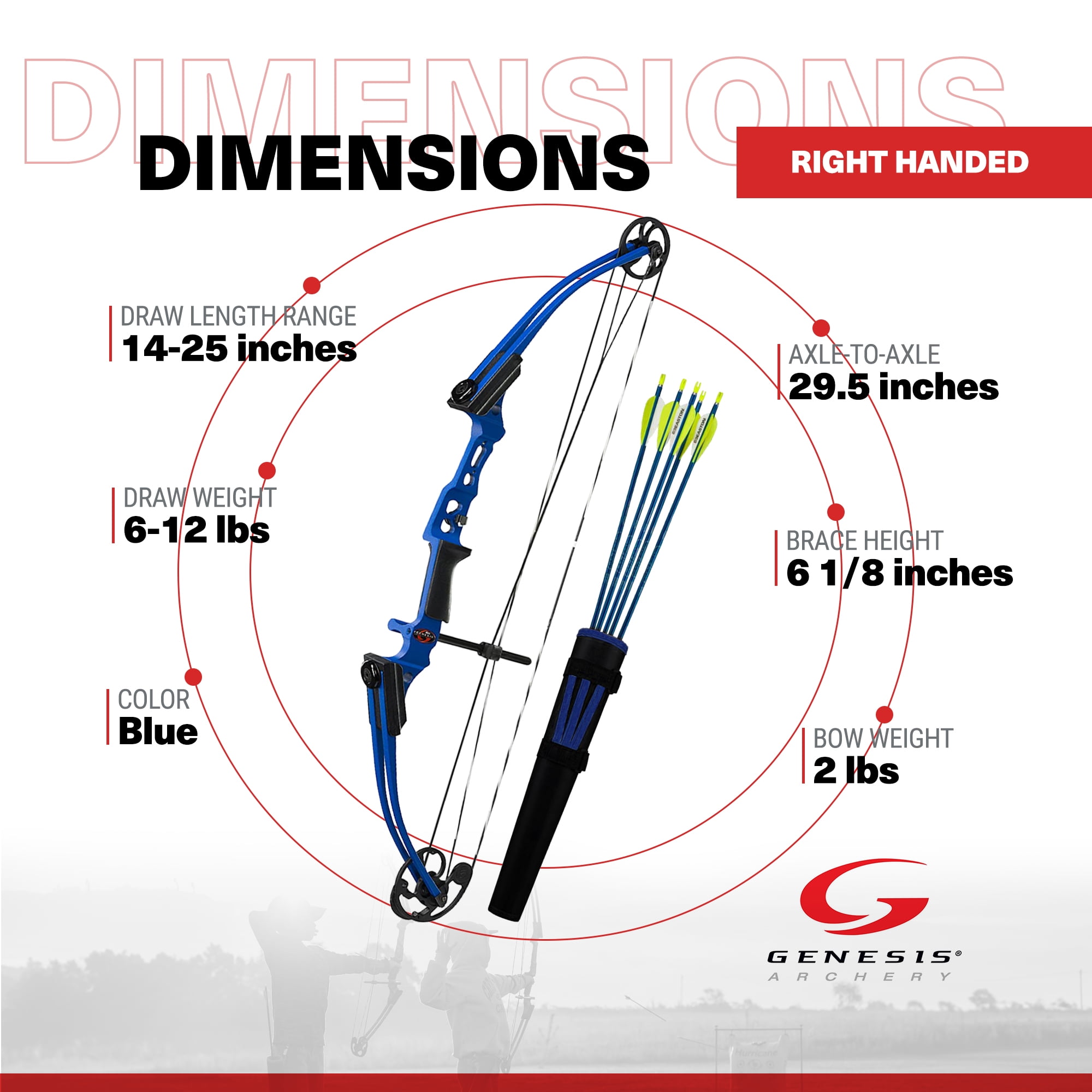 Genesis Mini, Youth Compound Bow & Arrow Set, Draw Hand-Right, Blue