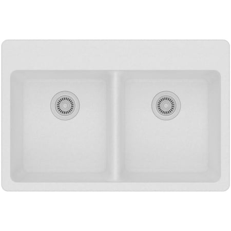 Elkay ELG3322WH0 Elkay Quartz Classic 33 x 22 x 9-1/2 Double Bowl Drop-in Sink White Sinks