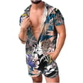thumbnail image 2 of Danhjin Men's Hawaiian Shirt and Short Pants 2 Piece Vacation Outfits Sets Casual Button Down Beach Floral Suits on, 2 of 9